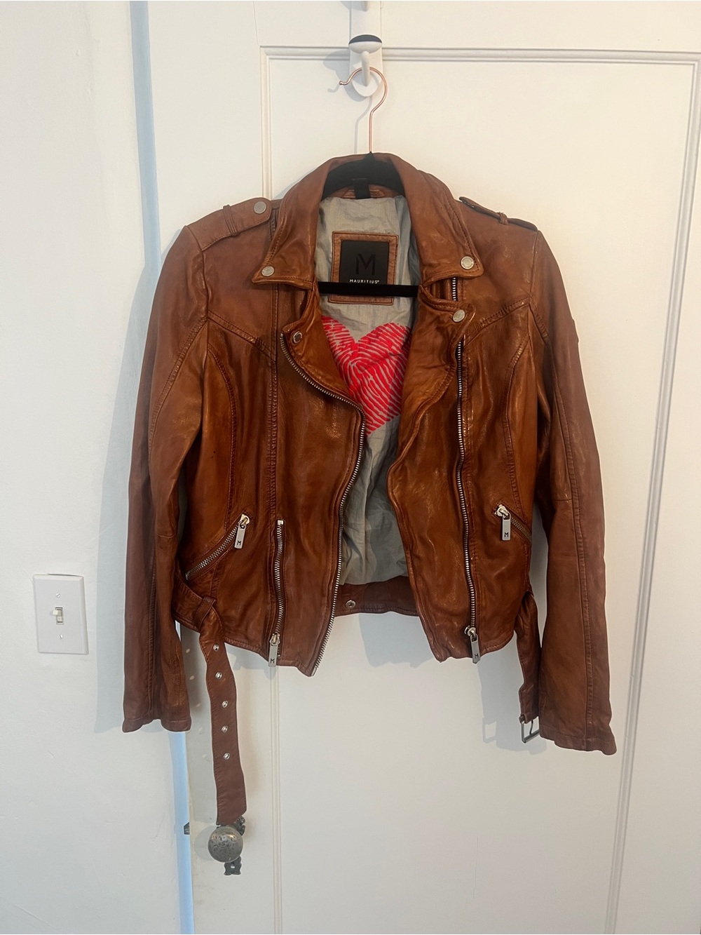 Women's Brown Leather Motorcycle Jacket